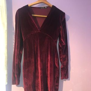 Long Sleeve Burgundy Dress